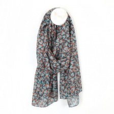 Recycled Blue & Orange Heart Print Scarf by Peace of Mind